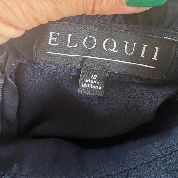 Eloquii Women's Midi Dress Size 10 Color Blue Ruffle Mock Neck Short Sleeve - Picture 10 of 12